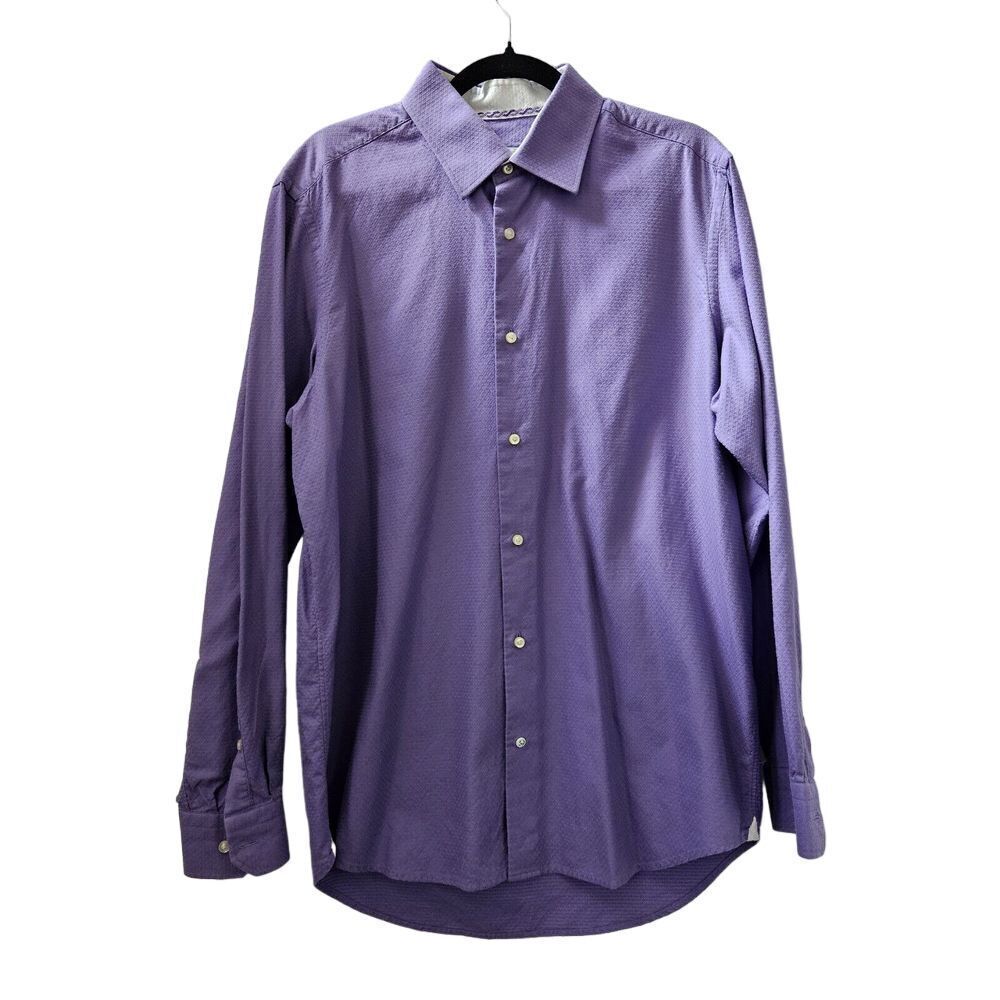Robert Graham Men's Size 42/16.5 Purple Harlequin Pattern Button Up‎ Dress Shirt